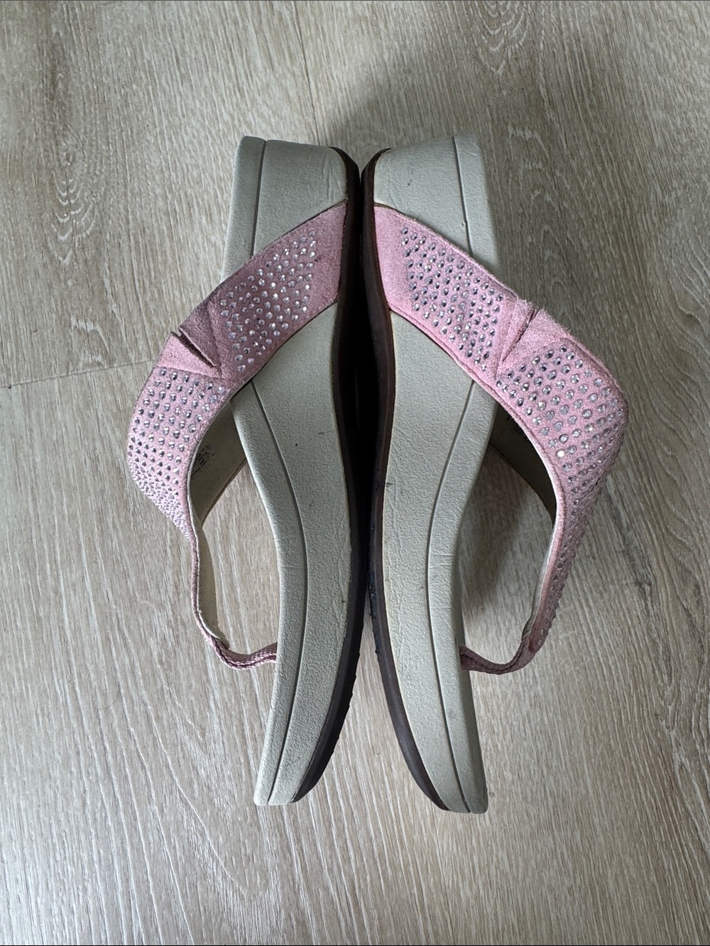 Vionic Pink Rhinestone Thong Sandals - Picture 2 of 4